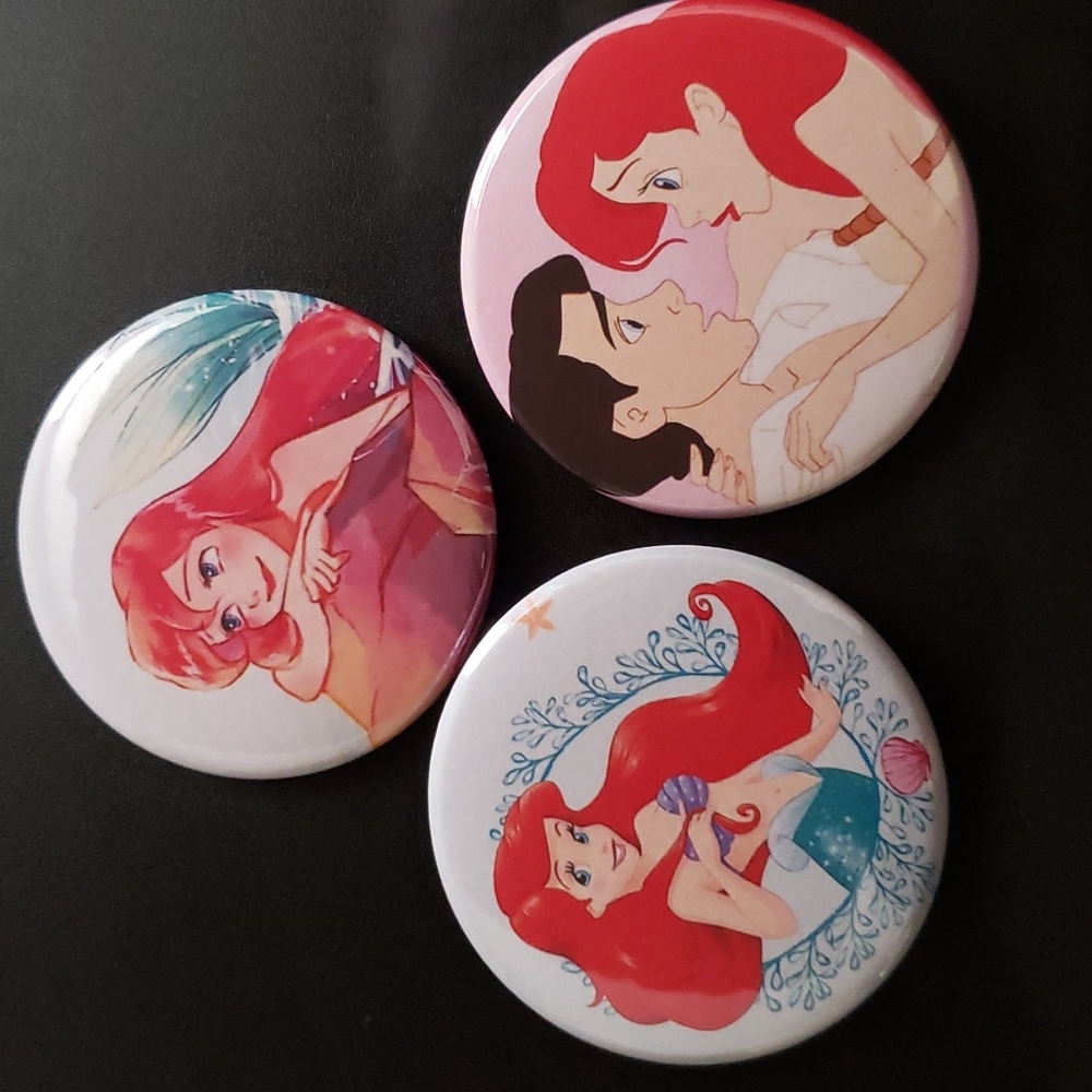 Little Mermaid pin back button set